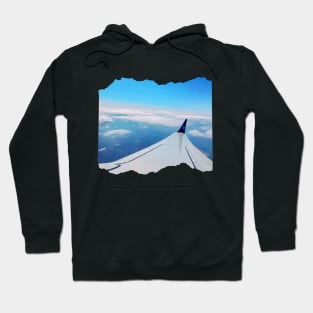 Plane window view Photography design with blue sky and ocean sea nature lovers Hoodie